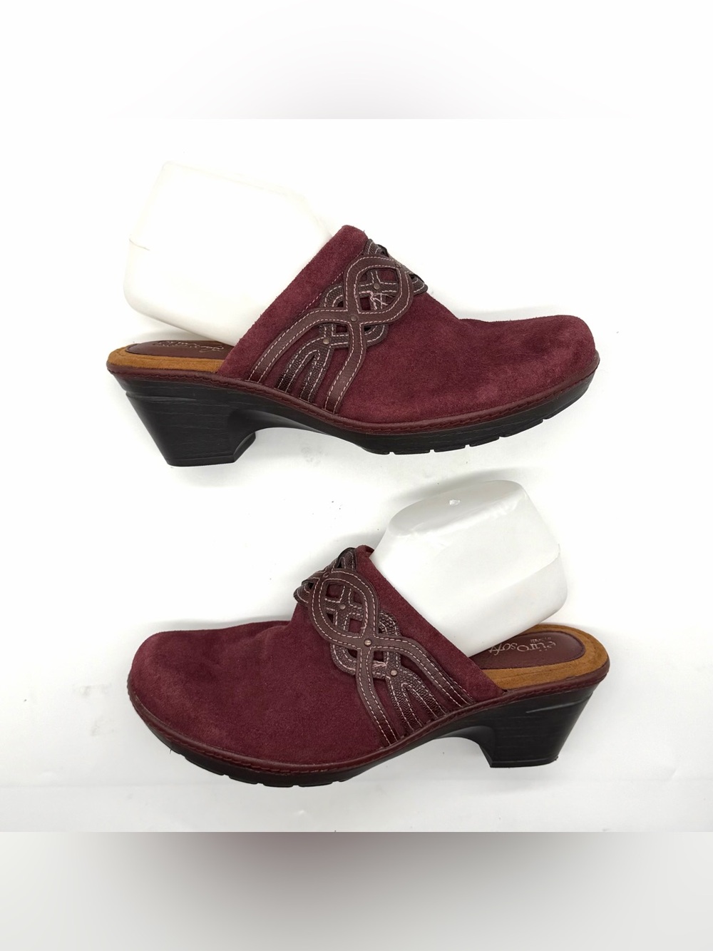 Eurosoft by Sofft 'Britta' Burgundy Suede Clog Mules Size 11M Boho Comfort Fall